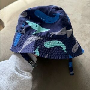 Kids Navy Whale Print Sun Bucket Hat 12-18 months